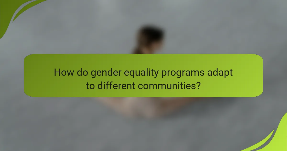 How do gender equality programs adapt to different communities?