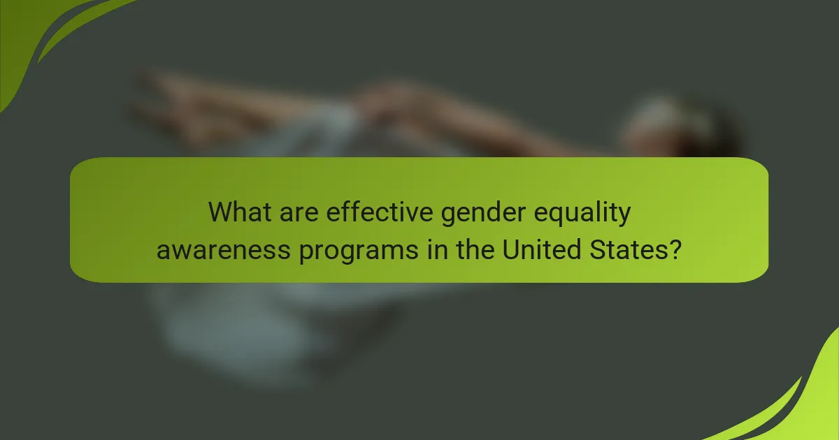 What are effective gender equality awareness programs in the United States?