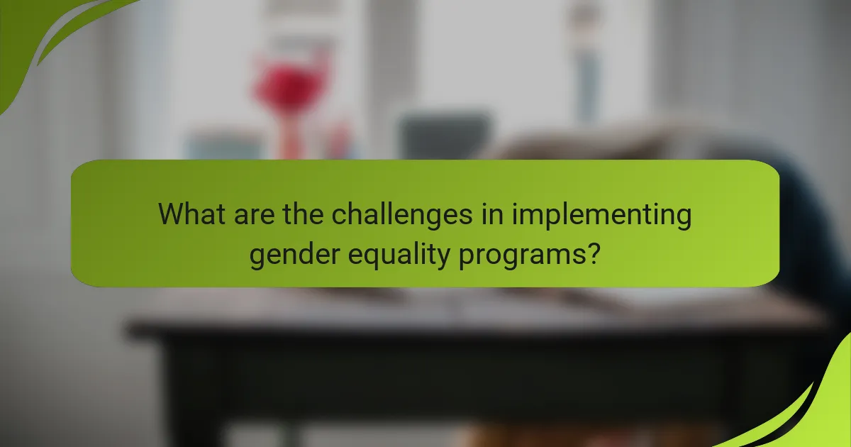 What are the challenges in implementing gender equality programs?