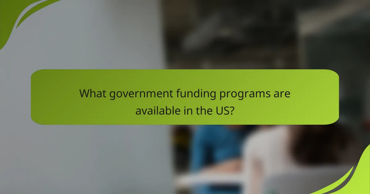 What government funding programs are available in the US?