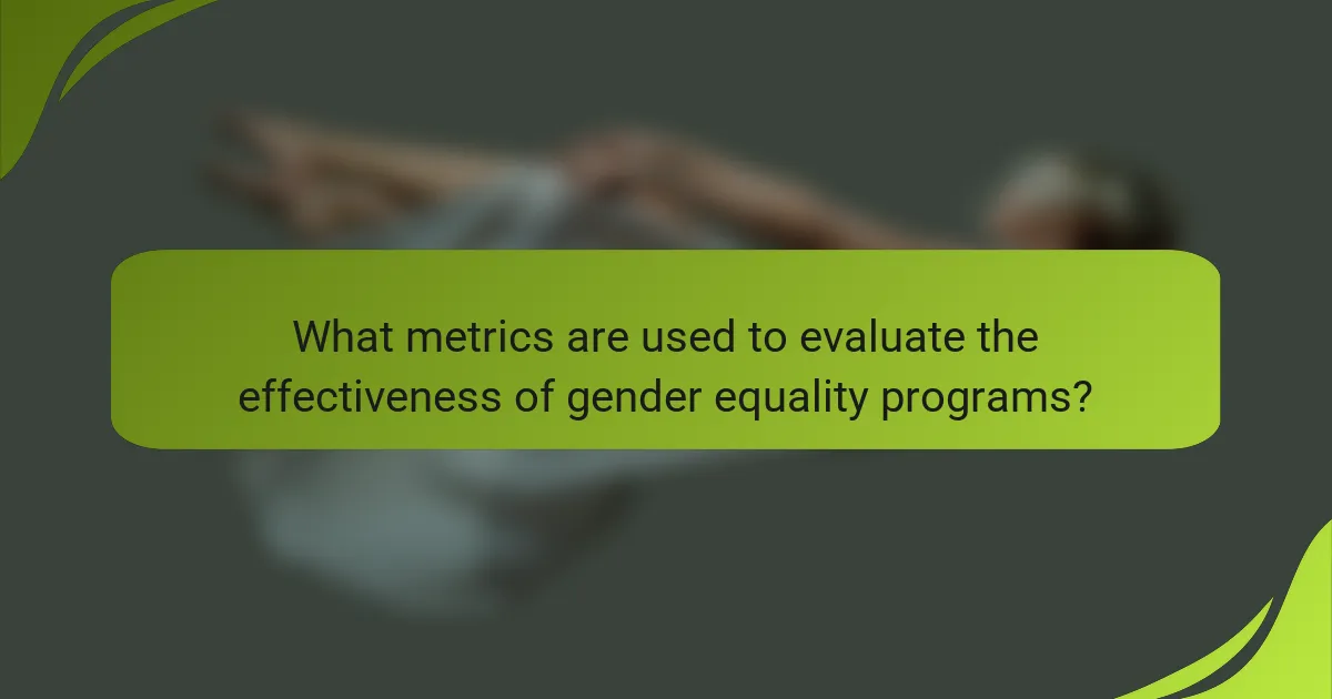 What metrics are used to evaluate the effectiveness of gender equality programs?