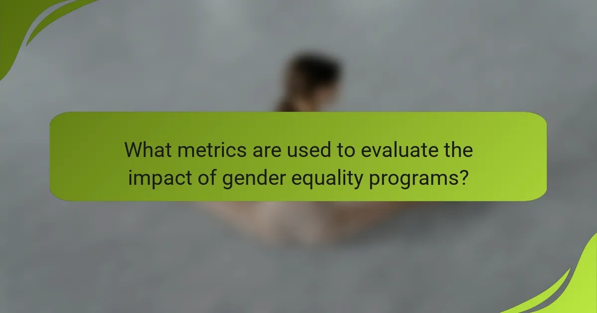 What metrics are used to evaluate the impact of gender equality programs?