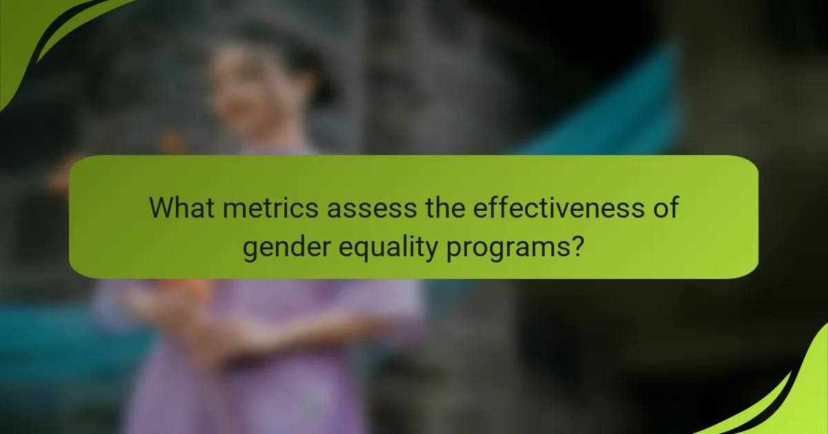 What metrics assess the effectiveness of gender equality programs?