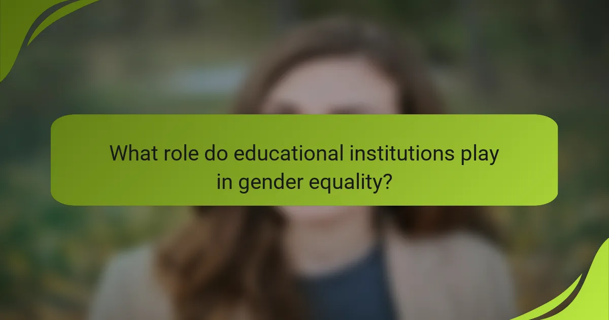 What role do educational institutions play in gender equality?